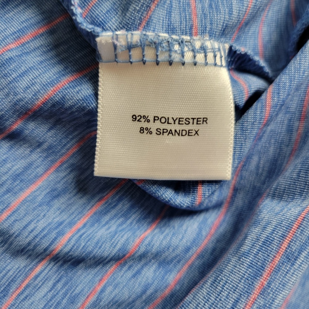 Peter Millar Crown Crafted Mens Large Blue Red Striped Performance Stretch Polo - Picture 5 of 6